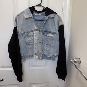 Denim Contrast Hooded Jacket